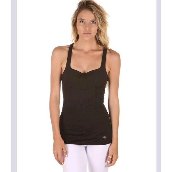 NWT! Mika Yoga Wear Linda Top Blue Large Athliesure Dance Stretch - Picture 3 of 13